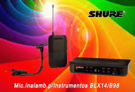 Corbatero con Body Pack-para INSTRUMENTOS-Mic.inalámbrico Shure- BLX14/B98 